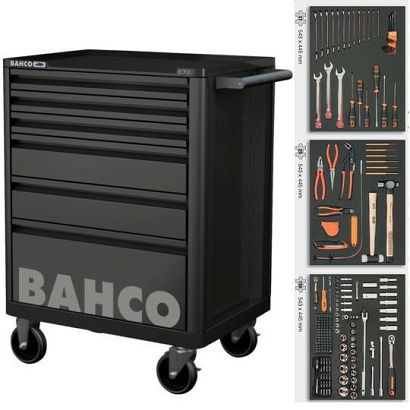 Bahco wózek narzędziowy 214 elementów czarny 6 szuflad
