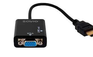 Adapter SAVIO cl-23 (HDMI M - D-Sub (VGA) F; 0,20m; kolor czarny) - 7