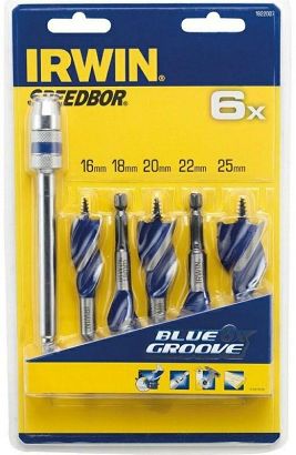 IRWIN WIERTŁO DO DREWNA KPL.5szt. BLUE GROOVE 6X 16, 18, 20, 22, 25 mm ... ...
