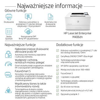 DRUKARKA HP LASER LASERJET M406Dn - 17