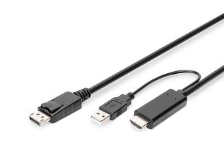 Kabel adapter HDMI 4K 30Hz zasilanie USB A na DisplayPort 2m - 5