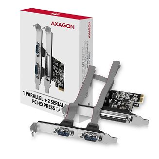 Axagon PCEA-PSN PCIe- mit 1x Parallel-+ 2x Seriell-Ports - ASIX AX99100 adapter Wewnętrzny Równoległy, RS-232 - 7