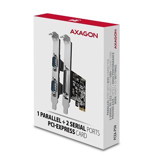 Axagon PCEA-PSN PCIe- mit 1x Parallel-+ 2x Seriell-Ports - ASIX AX99100 adapter Wewnętrzny Równoległy, RS-232 - 6