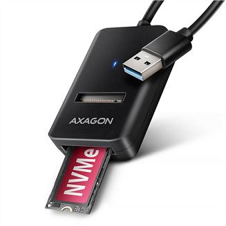 Obudowa SSD Axagon ADM2-AM USB-A 10Gbps - M.2 NVMe & SATA SSD adaptér, kabelis USB-A 10cm Czarny - 10