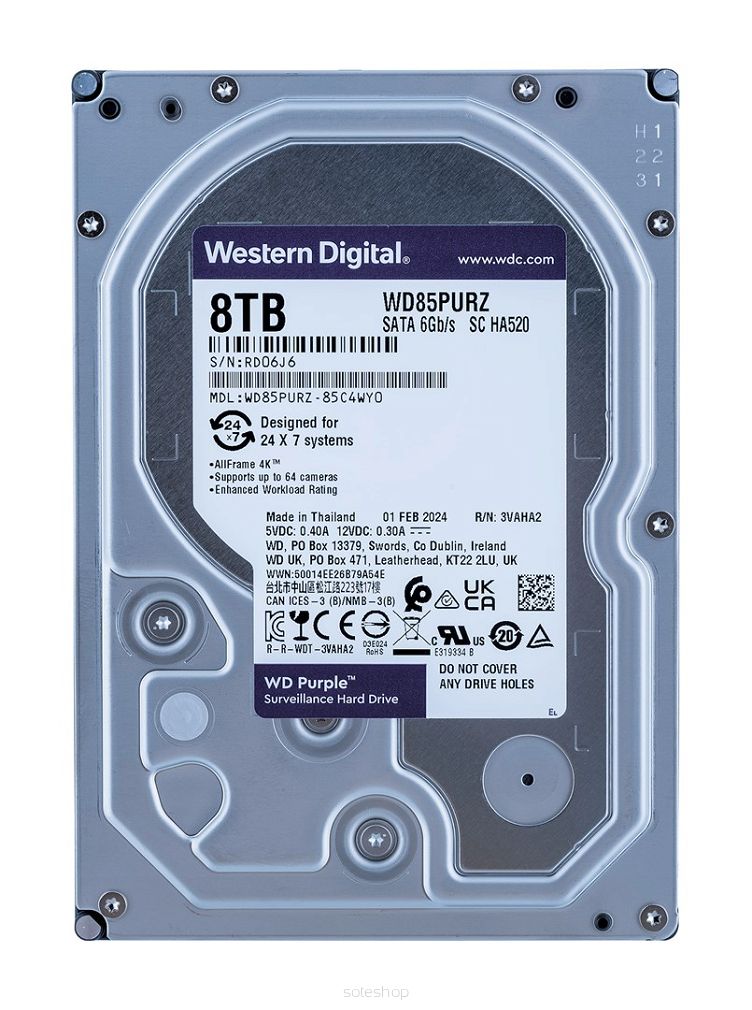 Dysk HDD WD Purple WD85PURZ (8 TB ; 3.5