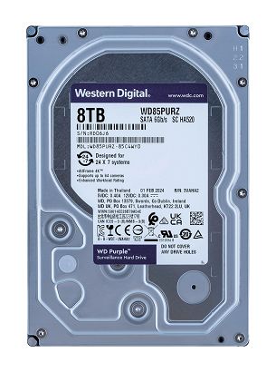 Dysk HDD WD Purple WD85PURZ (8 TB ; 3.5"; 256 MB; 5640 obr/min)