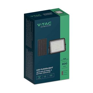 Projektor LED Solarny V-TAC 10W Pilot, AUTO, Timer, IP65 Czarny VT-80W 4000K 800lm - 6