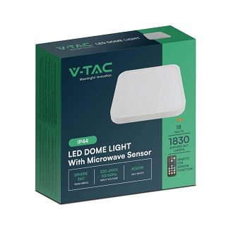 Plafon V-TAC VT-8618S natynkowy 18W LED IP44 25x25cm czujnik ruchu 4000K 1830lm (SKU 76661) Biały - 6