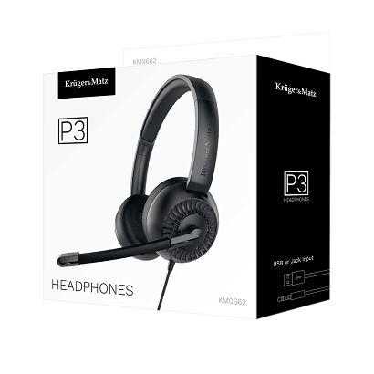 Kruger&Matz P3 Słuchawki z mikrofonem do komputera (USB)