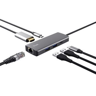 Multi-Port Adapter Trust DALYX 6-IN-1 USB-C Silver - 11