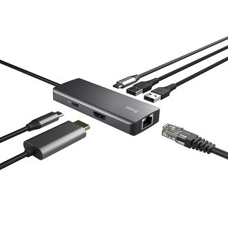 Multi-Port Adapter Trust DALYX 6-IN-1 USB-C Silver - 5
