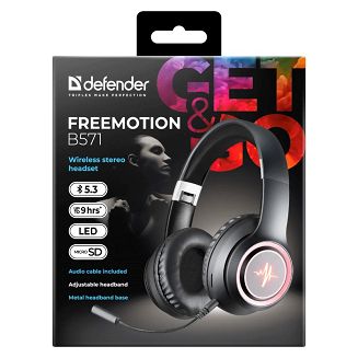 DEFENDER SŁUCHAWKI BLUETOOTH FREEMOTION B571 CZARNE LED - 10