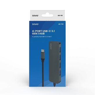 SAVIO AK-54 HUB USB-C - 4 X USB-A, SZARY - 4