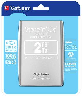 Verbatim Store 'n' Go zewnętrzny dysk twarde 2,05 TB 5400 RPM Micro-USB B 3.2 Gen 1 (3.1 Gen 1) Srebrny - 3