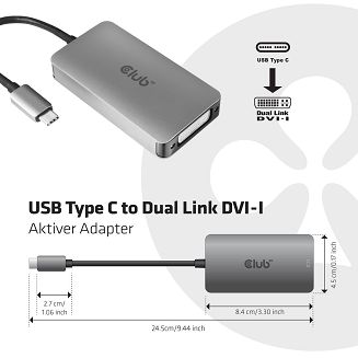 CLUB3D cac-1510 USB C DVI-D Dual link Szary - 3