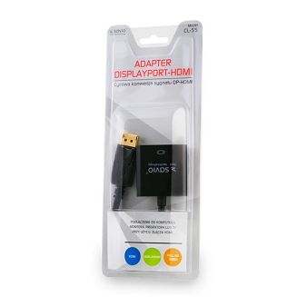 Adapter SAVIO cl-55 (HDMI F - DisplayPort M; 0,10m; kolor czarny) - 3
