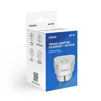 SAVIO ADAPTER PODRÓŻNY, GNIAZDO US – WTYK EU AP-01 - 5