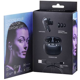 Intenso Black Buds T300A Słuchawki True Wireless Stereo (TWS) Douszny Połączenia/Muzyka/Sport/Codzienność USB Type-C Bluetooth Czarny - 4