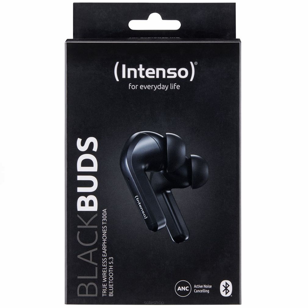 Intenso Black Buds T300A Słuchawki True Wireless Stereo (TWS) Douszny Połączenia/Muzyka/Sport/Codzienność USB Type-C Bluetooth Czarny