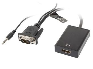 Adapter Lanberg AD-0021-BK (D-Sub (VGA), Mini Jack M - HDMI F; 0,20m; kolor czarny) - 3