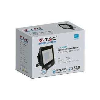 Projektor LED V-TAC 30W SAMSUNG CHIP Czujnik Ruchu Czarny Z MUFĄ VT-138S 3000K 2340lm 5 Lat Gwarancji - 5