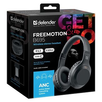 DEFENDER SŁUCHAWKI BLUETOOTH FREEMOTION B695 ANC CZARNE - 12