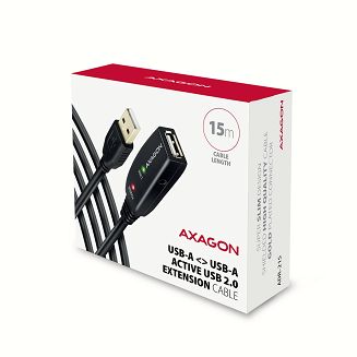 Axagon ADR-215 USB 2.0 A-M -> A-F active extension/repeater cable 15m - Kabel - Digital/Daten kabel USB USB A Czarny - 10