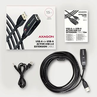 Axagon ADR-215 USB 2.0 A-M -> A-F active extension/repeater cable 15m - Kabel - Digital/Daten kabel USB USB A Czarny - 9
