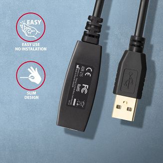 Axagon ADR-215 USB 2.0 A-M -> A-F active extension/repeater cable 15m - Kabel - Digital/Daten kabel USB USB A Czarny - 5