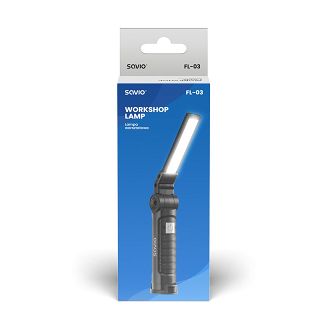 SAVIO LAMPA WARSZTATOWA AKUMULATOROWA COB LED 3W, USB, 150 LM, SKŁADANA, Z MAGNESEM, FL-03 - 7