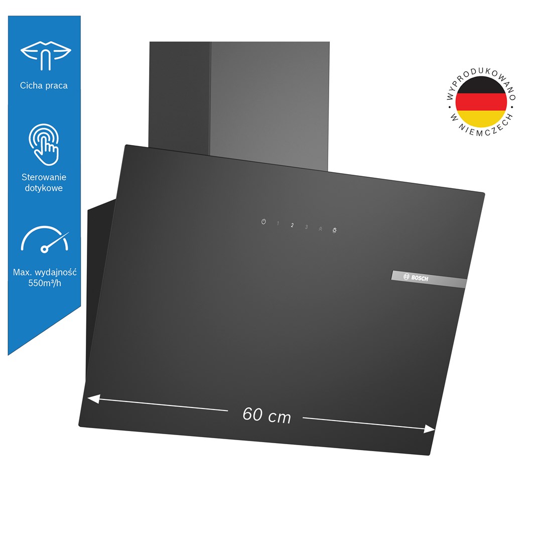 Okap kominowy Bosch DWK65DK60 Serie 2 60 cm 550 m3/h TouchControl LED