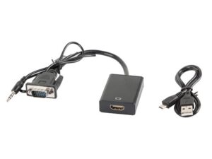 Adapter Lanberg AD-0021-BK (D-Sub (VGA), Mini Jack M – HDMI F; 0,20m; kolor czarny)
