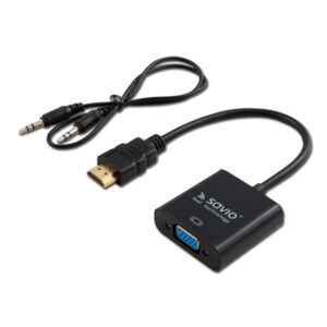 Adapter SAVIO CL-23/B (HDMI M – D-Sub (VGA) F; 0,20m; kolor czarny)